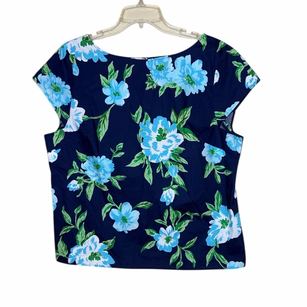 Talbots Blue Floral Cap Sleeve Women's Top